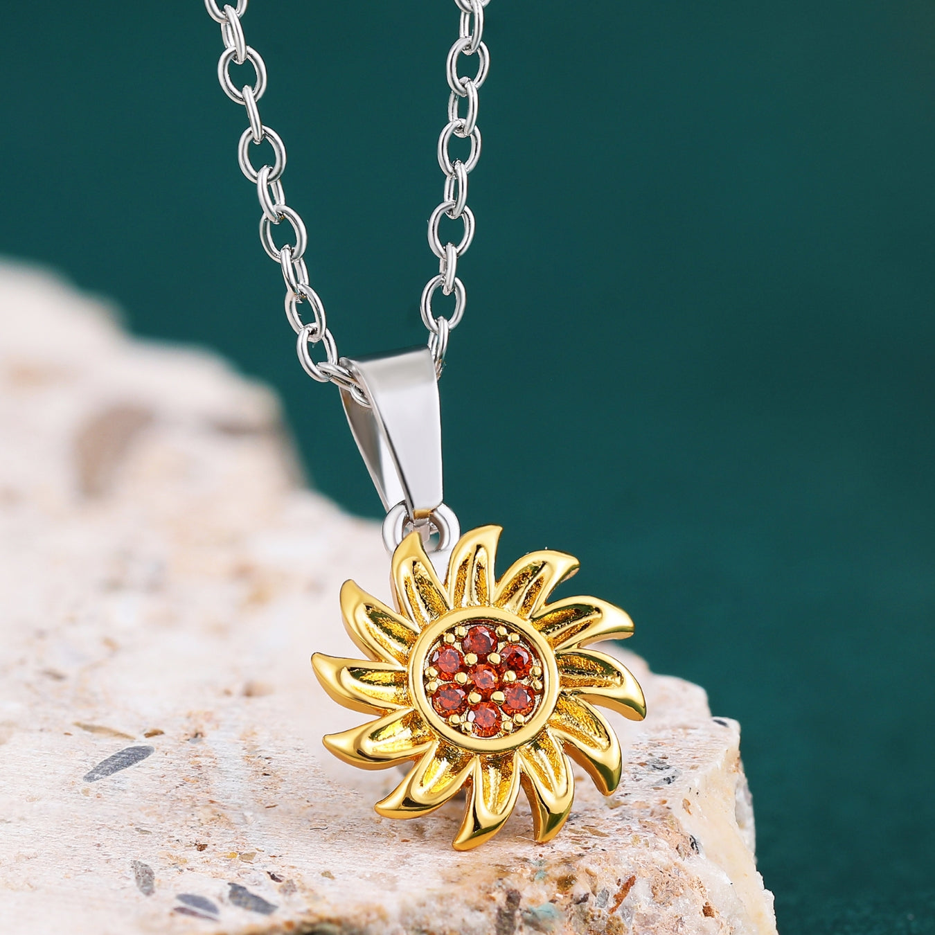 Spinning Bee & Sunflower Necklace