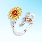 Spinning Bee & Sunflower Ring