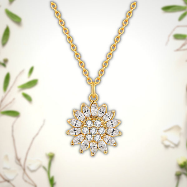 Lab-Created White Sapphire Sunflower Pendant in Sterling Silver with 14K  Rose Gold Plate | Zales Outlet