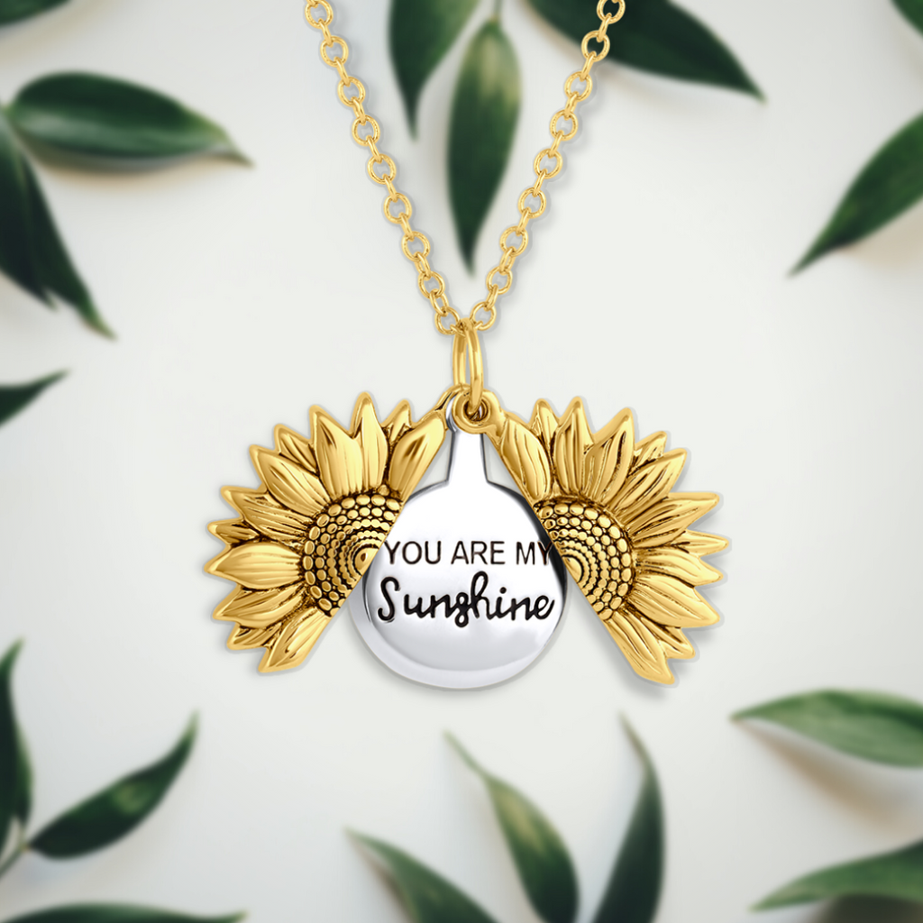 sunflower necklace bee kind shop jewelry green leaf