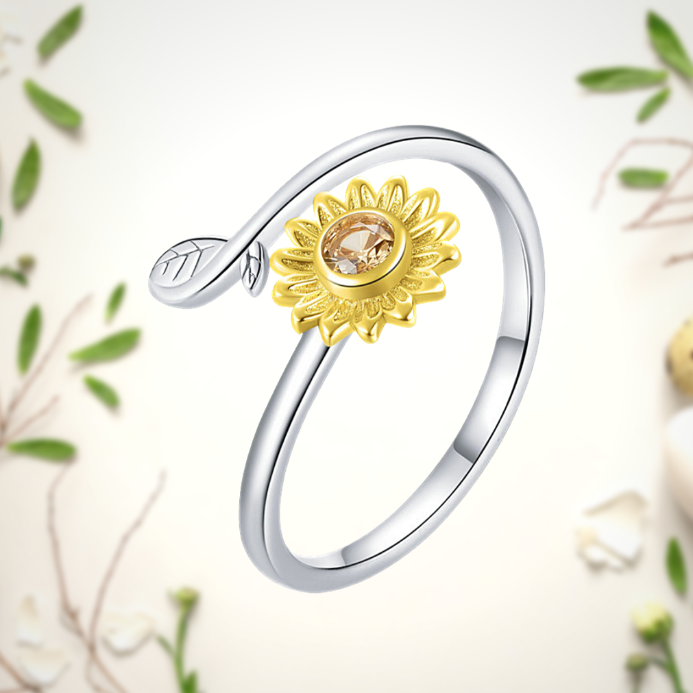 Sunflower Ring | 925 Sterling Silver, Sunflower Jewelry
